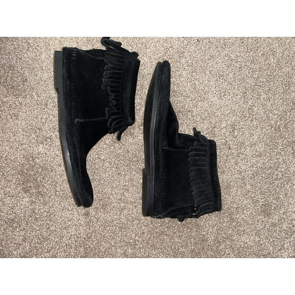 Minnetonka Back Zip Hardsole Boot Womens Size 7 Black - Picture 3 of 8